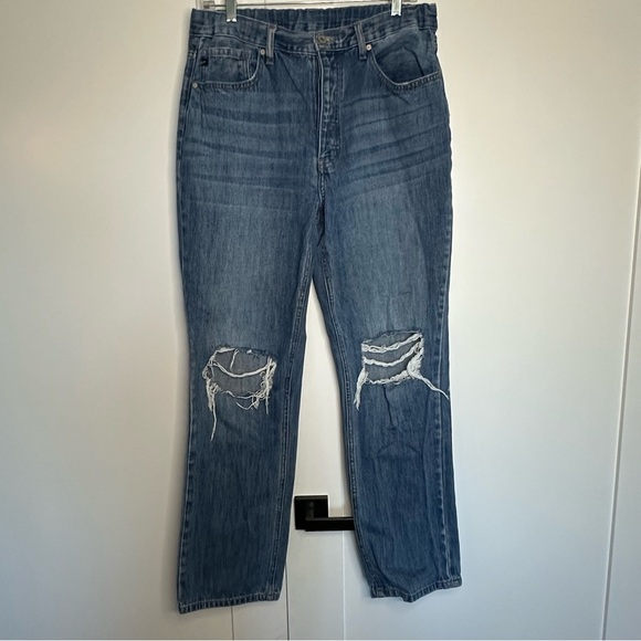 Kancan Blue Dixon Ultra High Rise 90's Boyfriend Jeans 13/30 distressed rigid - Picture 6 of 14